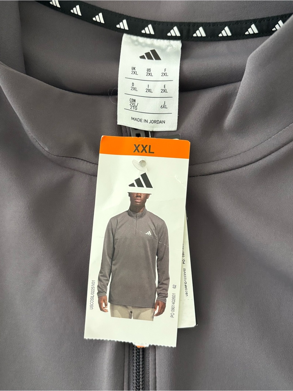 Adidas Men's 1/4 Zip Pullover Jacket XXL Gray Purple Performance Knit NWT